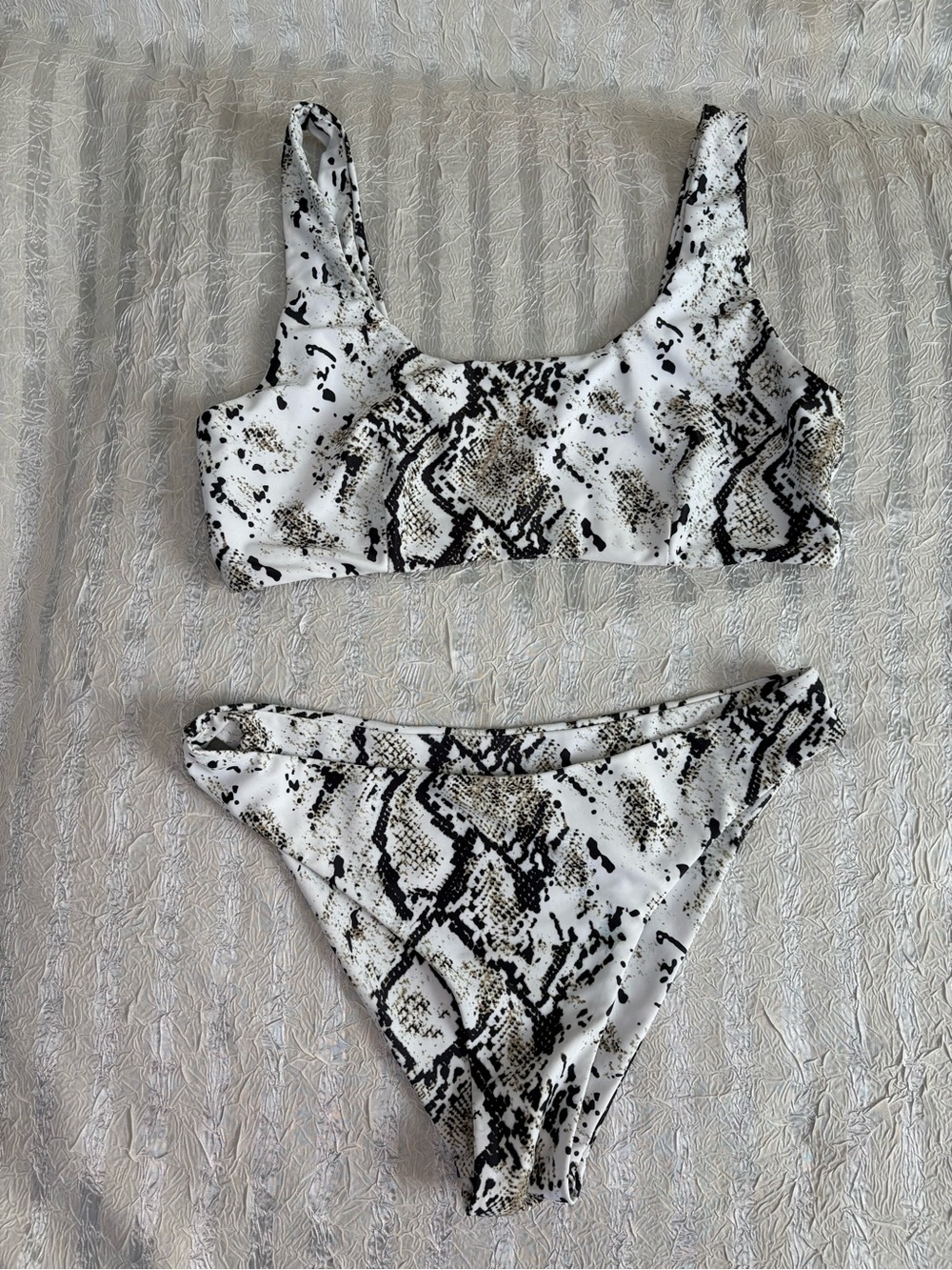 Black and White Abstract Snake Print Swimsuit